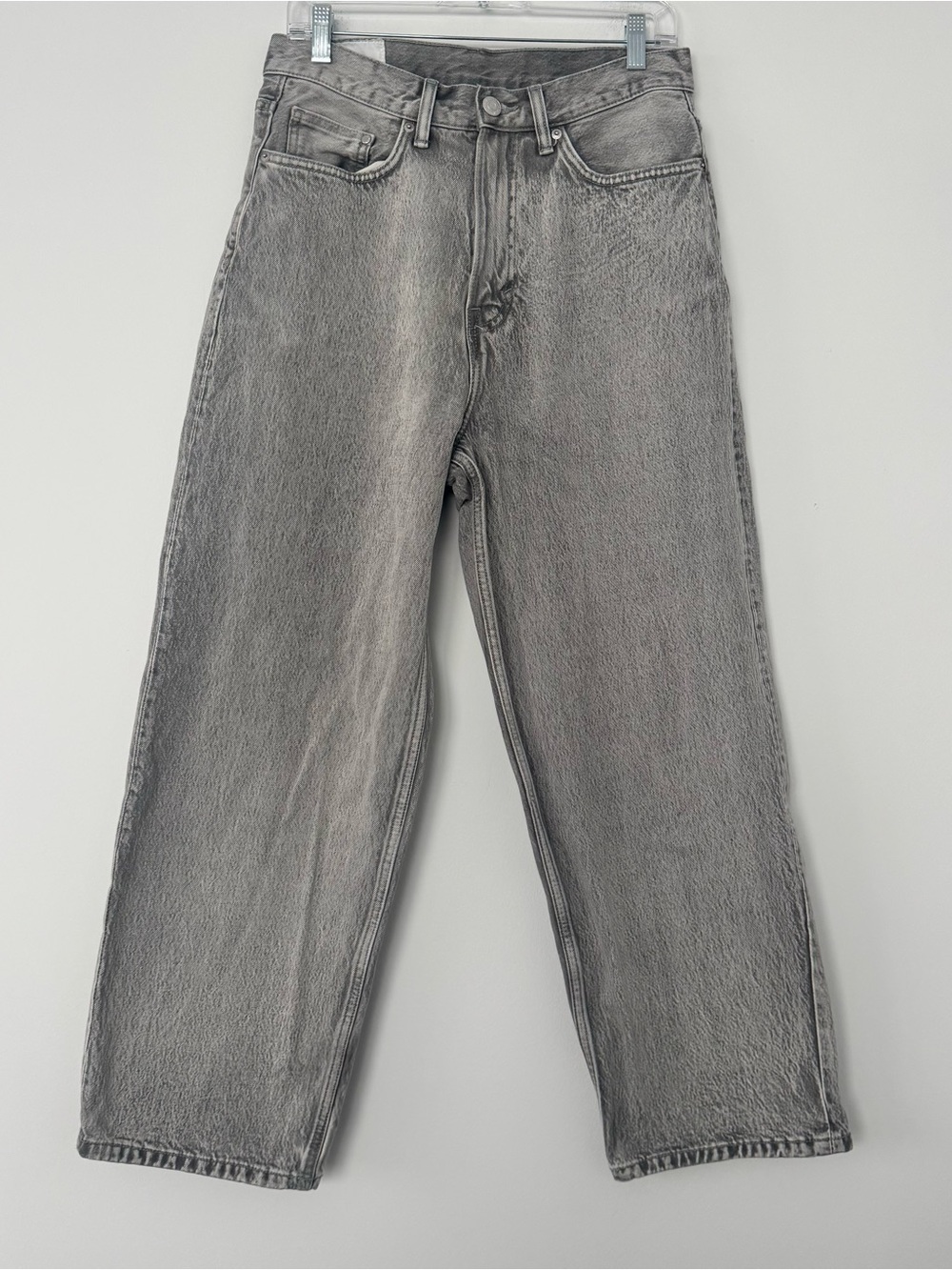 H&M Baggy Grey Washed Wide Leg Jeans Women 29/32 High Rise Y2K Skater Streetwear